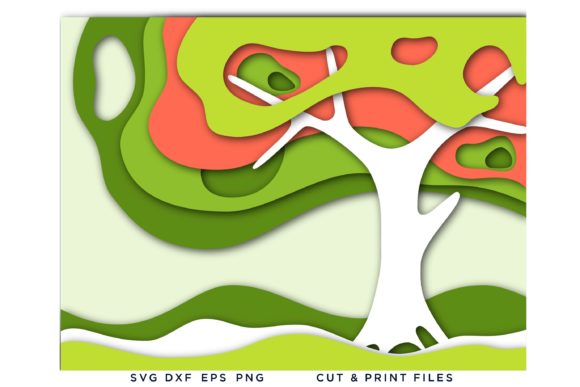 3D Tree Wave Depths Multi Color Layers