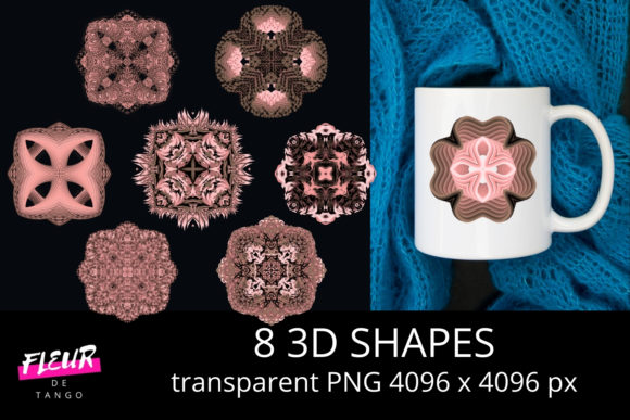 8 Abstract 3D Shapes PNG Cliparts Vol.1