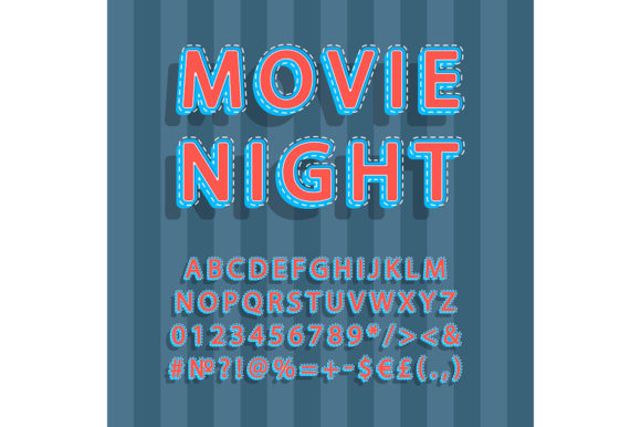 Movie Night Vintage 3d Vector Alphabet