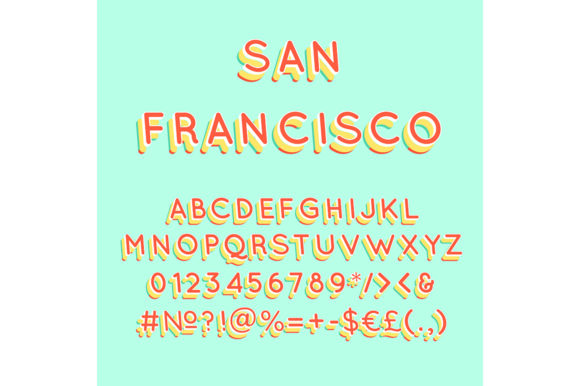 San Francisco Vintage 3d Vector Alphabet: Retro Bold Typography