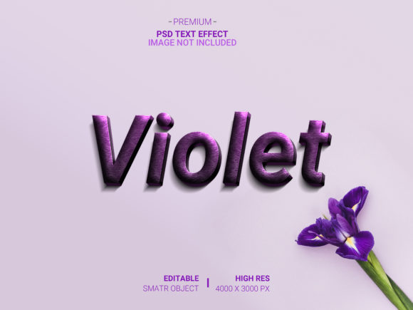 Violet 3D Text Effect for Realistic Presentations